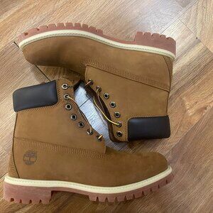 TIMBERLAND MEN'S WATERPROOF PREMIUM LACE UP BOOTS DARK WHEAT NUBUCK 72066